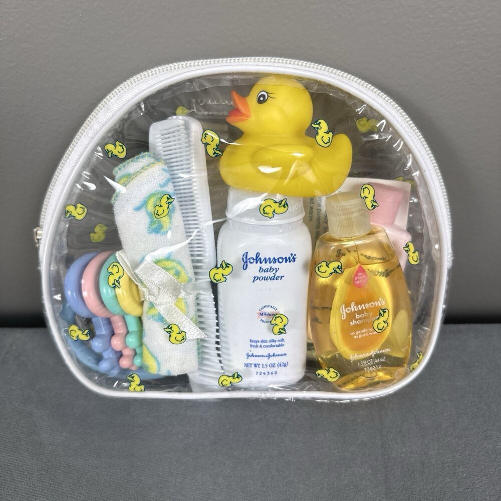 Vintage 2004 Johnson's Baby Gift Set Sealed Talc Powder Y2K Duck Bath Kit NOS